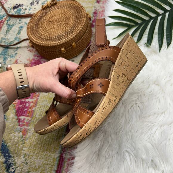 Skechers Brown Sling Back Strappy Beverlee After Sunrise Wedge Sandal 8 - Picture 5 of 9